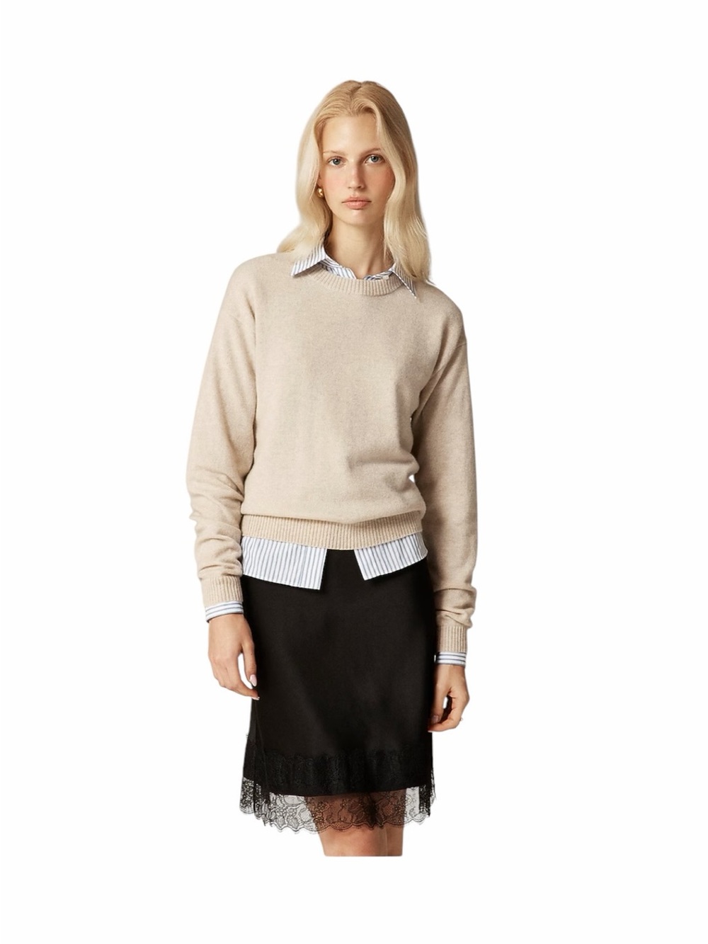 J. Crew Perfect Cashmere Crewneck in Heather Linen